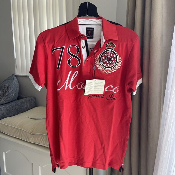 Absolute Rebellion Other - ABSOLUTE REBELLION Red polo Logo Crown Monaco Official Grand Prix MEN SIZE M